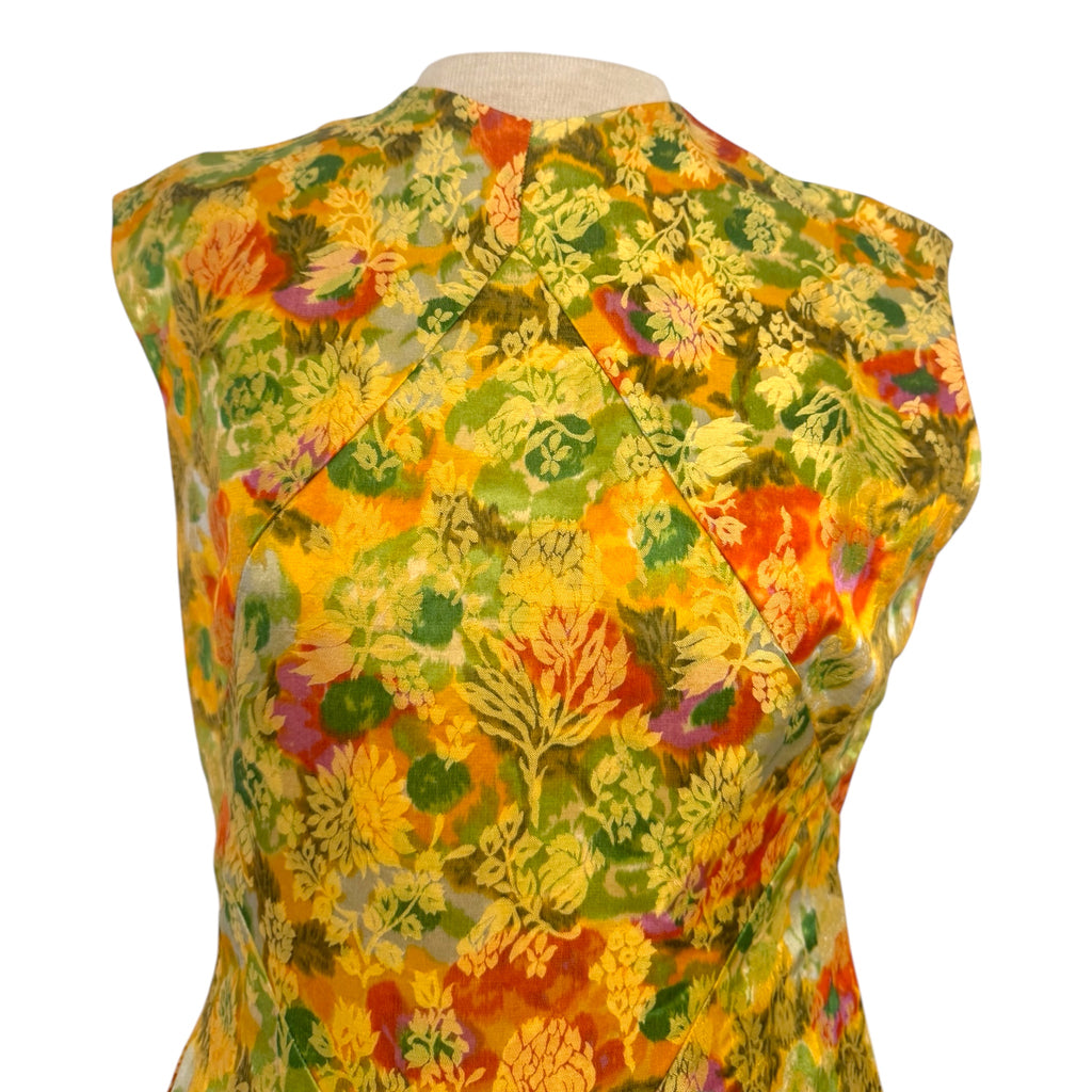 1950’s Yellow Floral Brocade Evening Gown