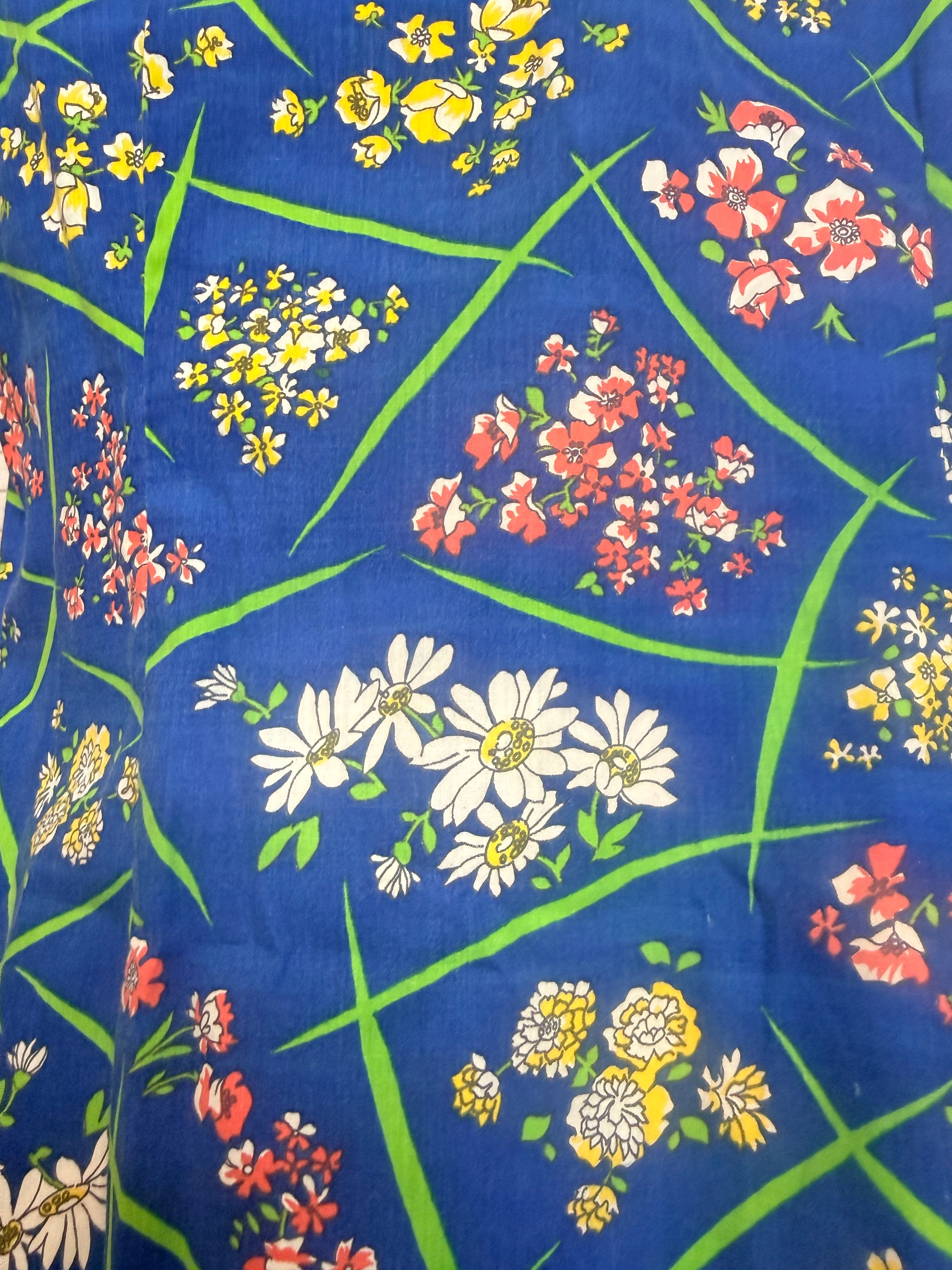 1950s blue floral cotton house dress