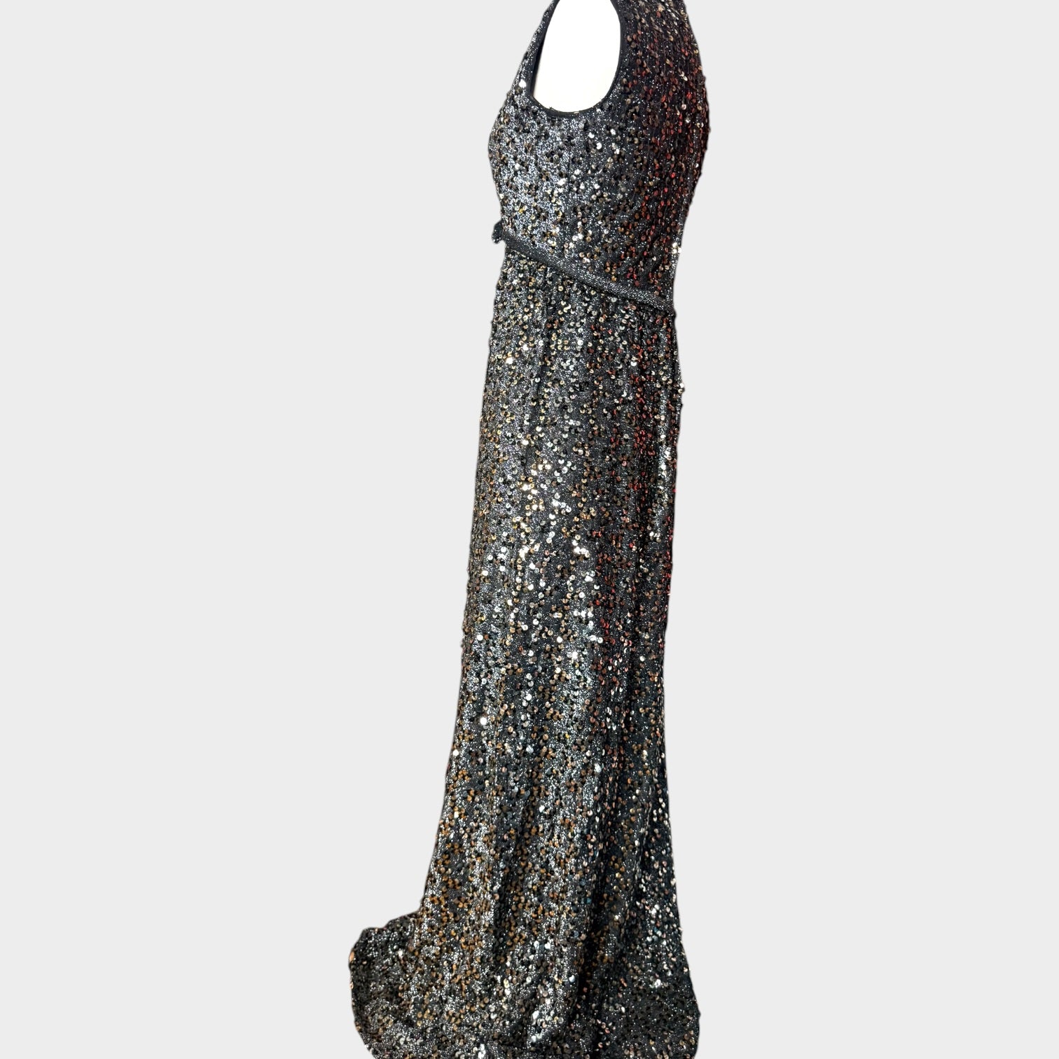 1960s Rodger Milot for Fred Perlberg fully sequin Lurex gown