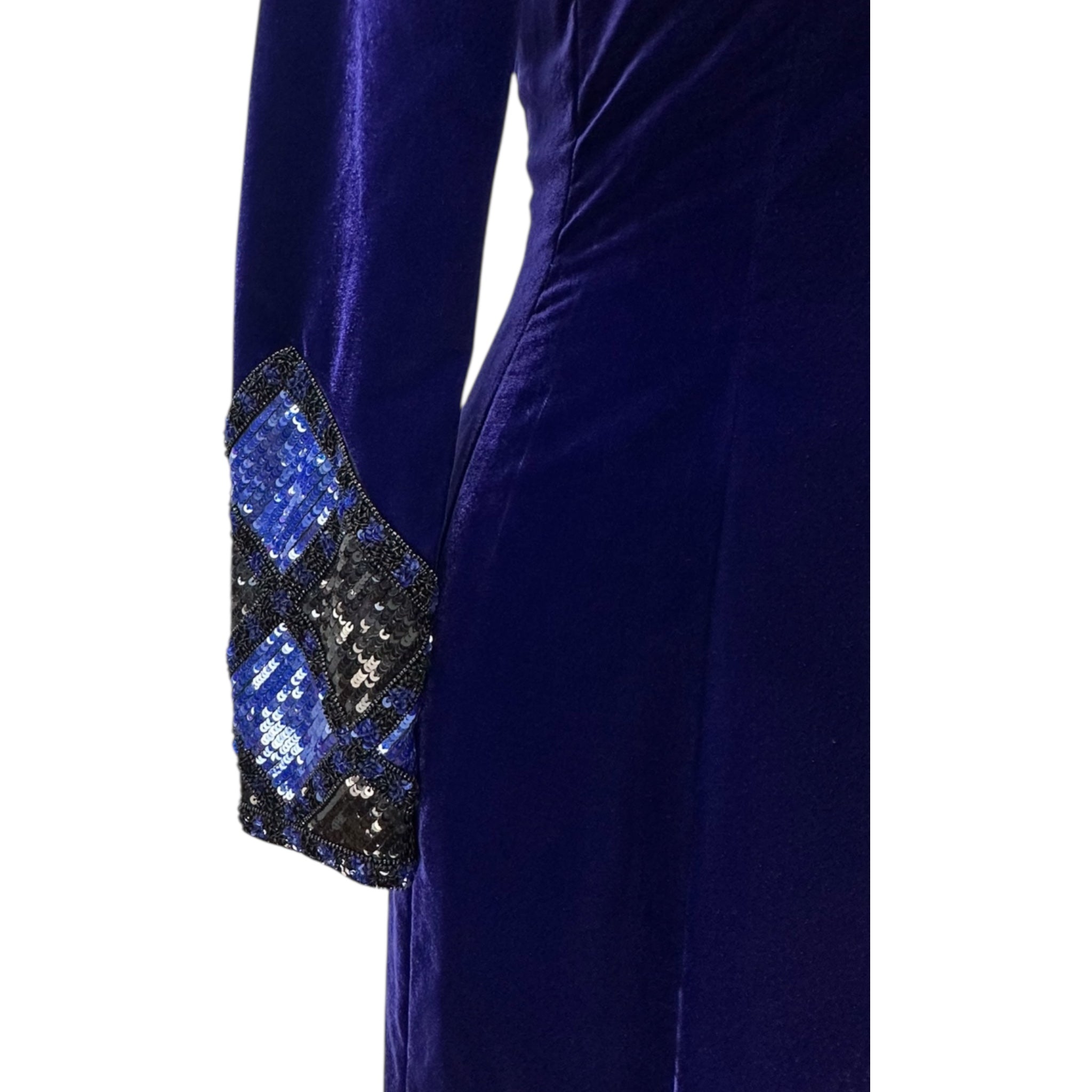 Vintage Escada Couture Velvet Sequin One Sleeve Dress