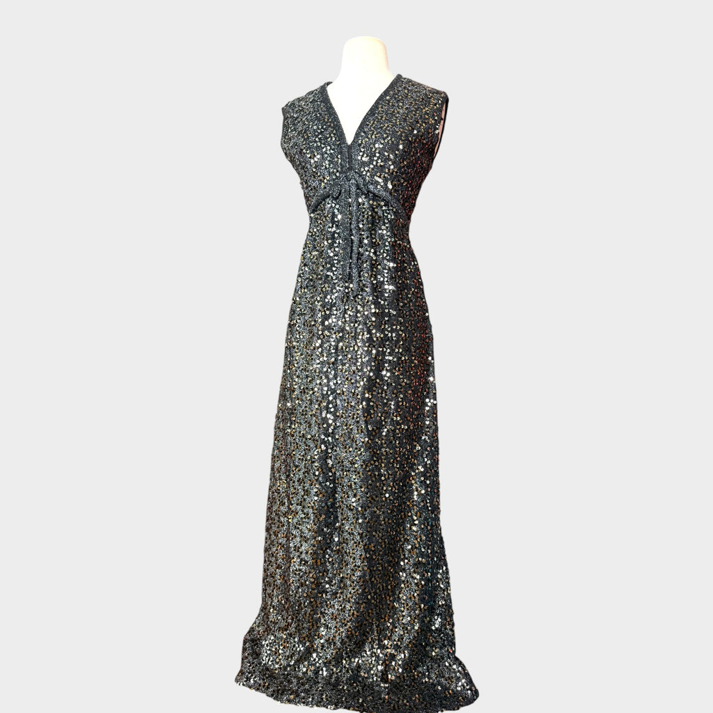 1960s Rodger Milot for Fred Perlberg fully sequin Lurex gown