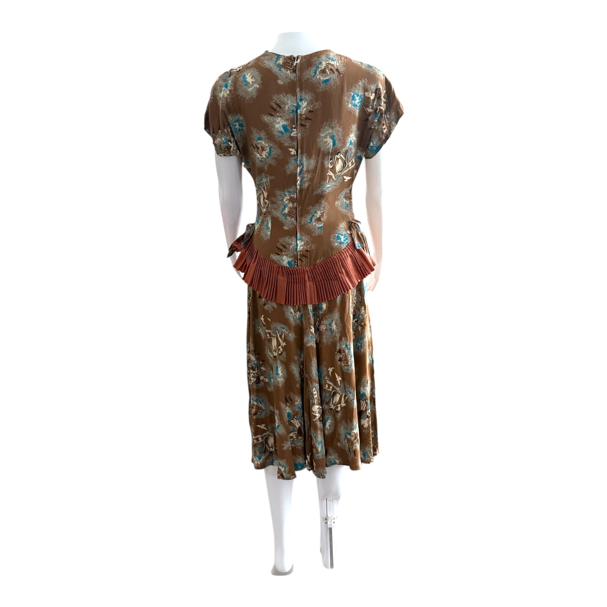1940’s Silk Rayon ruffle waist dress