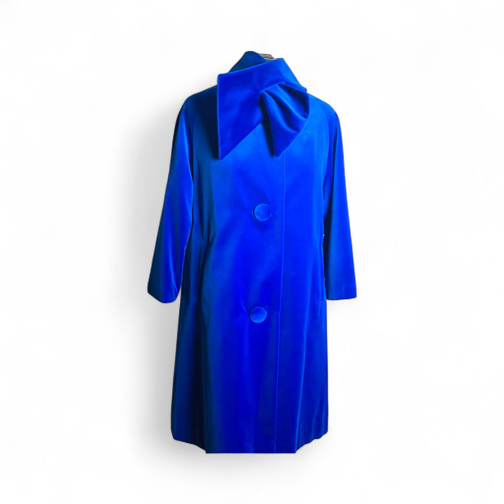 1960s Surrey Classics Royal Blue Velvet Peacoat Jacket size 10