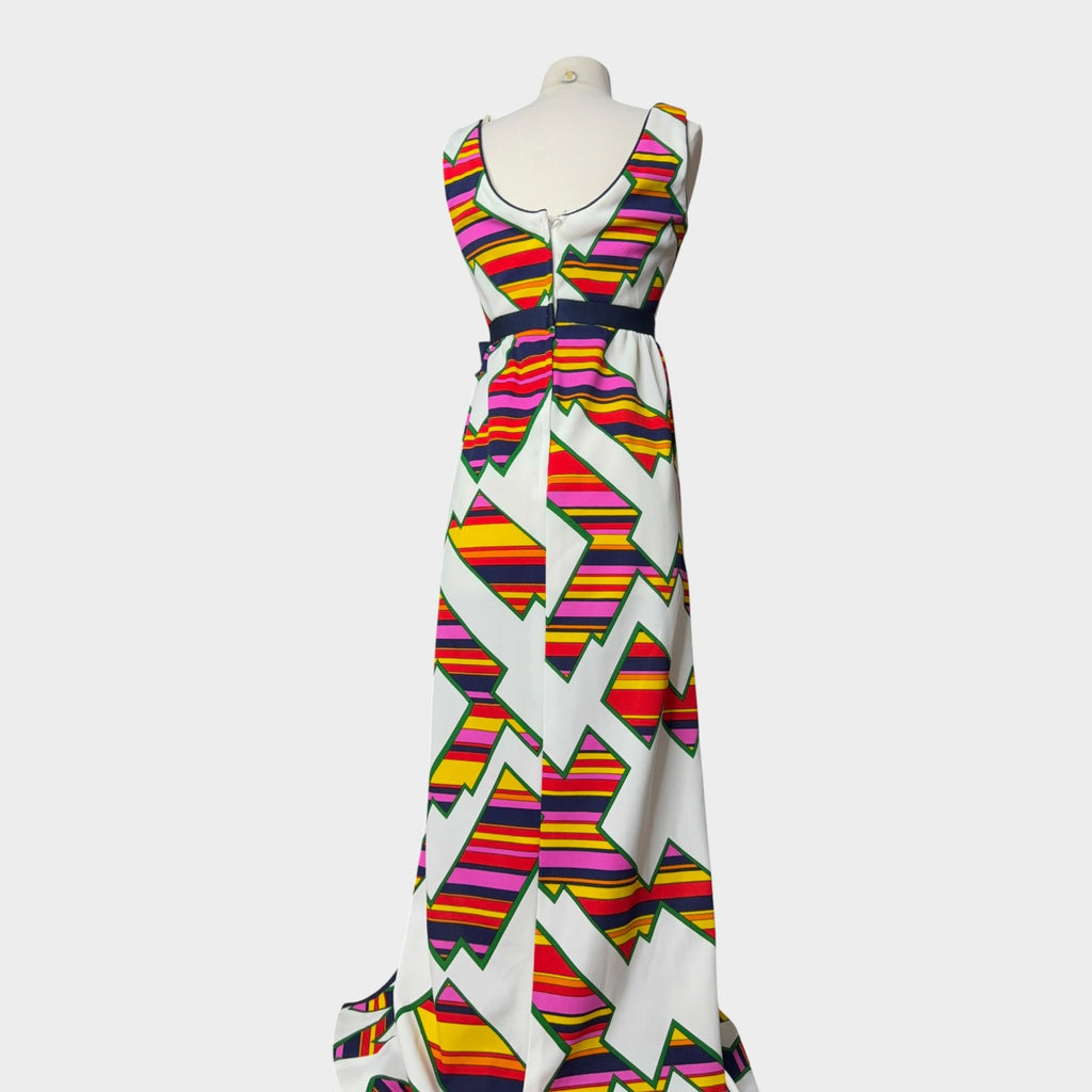 1970s rainbow abstract maxi
