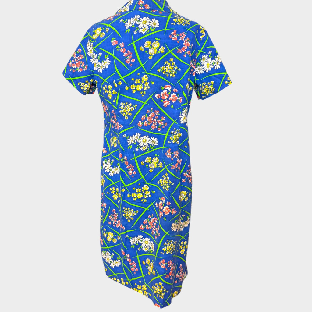 1950s blue floral cotton house dress