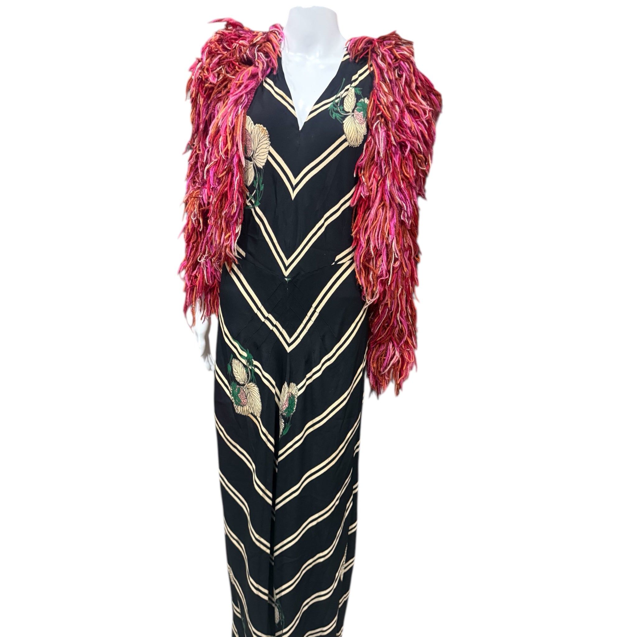 1970s Vintage Sonia Rykiel Chez Pink Multicolor Loop Fringe Shaggy Jacket