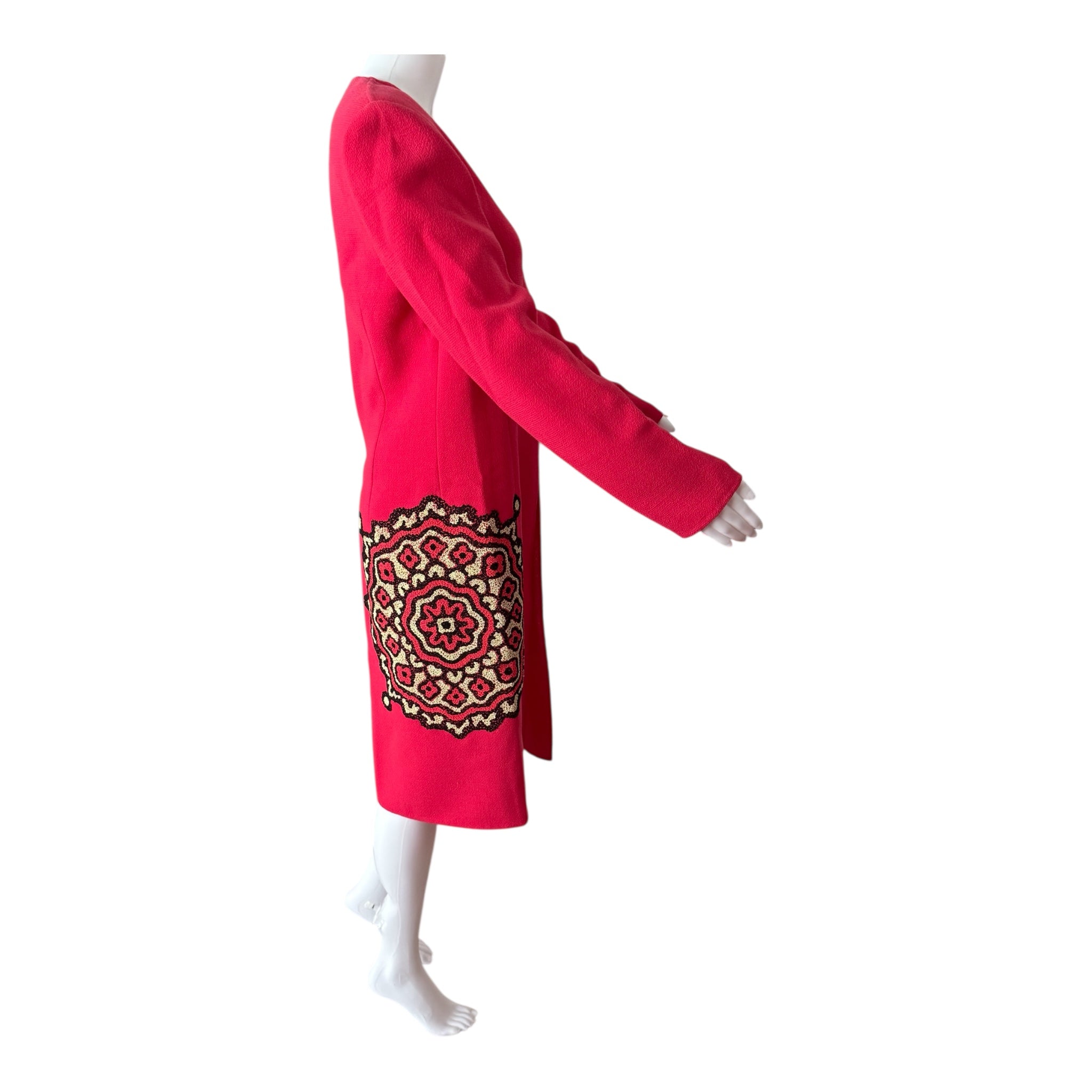 BILL BLASS TWO PIECE EMBROIDERED WOOL ENSEMBLE, USA, 1980s