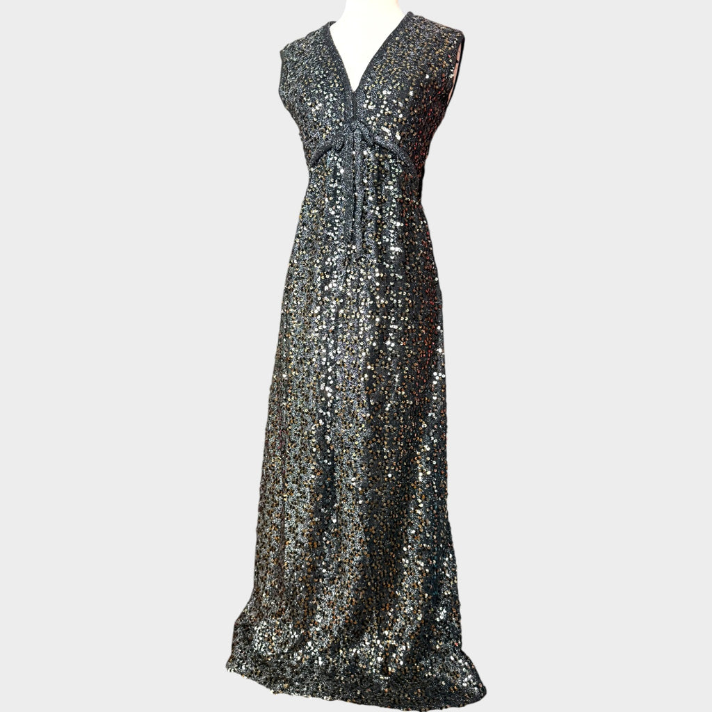 1960s Rodger Milot for Fred Perlberg fully sequin Lurex gown