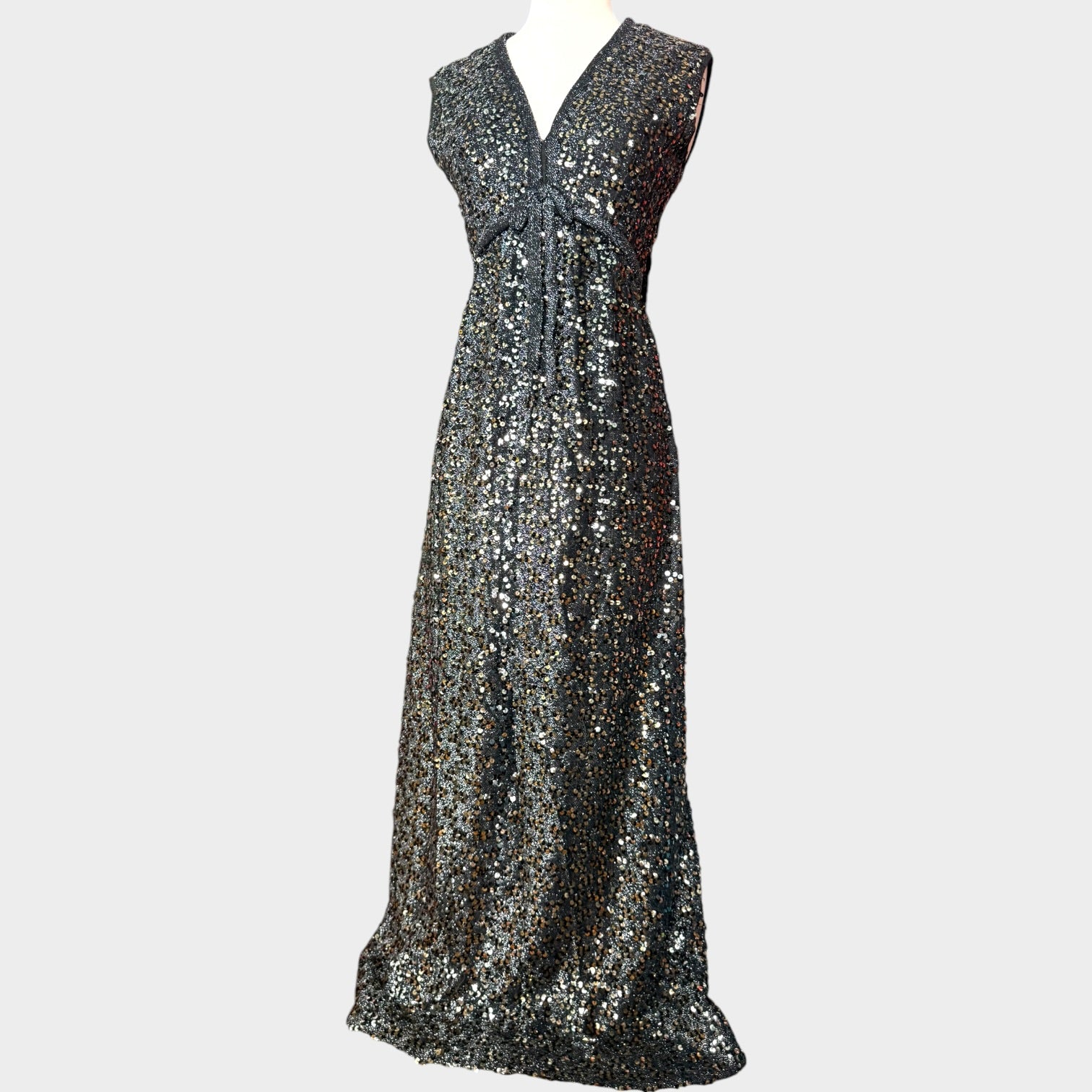 1960s Rodger Milot for Fred Perlberg fully sequin Lurex gown