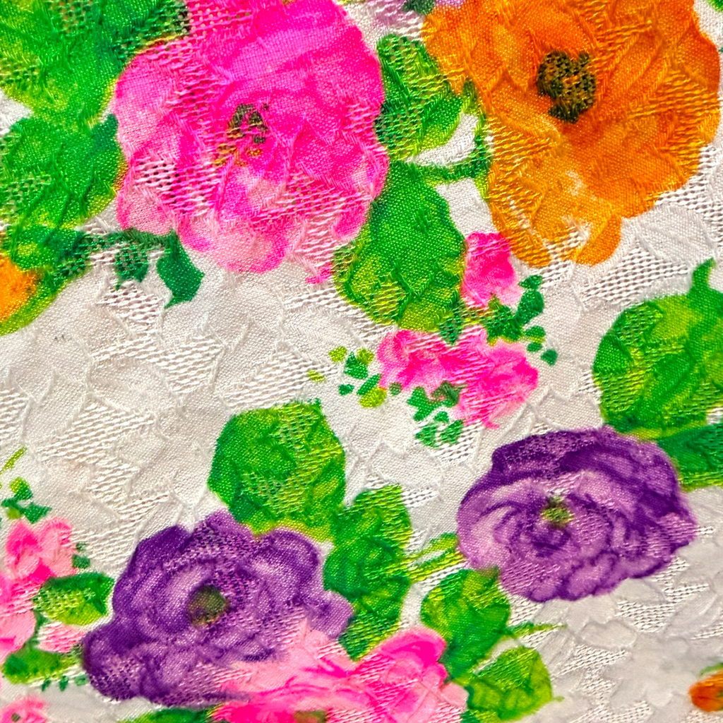 1960s Custom Made Floral texture Cotton Maxi Dress