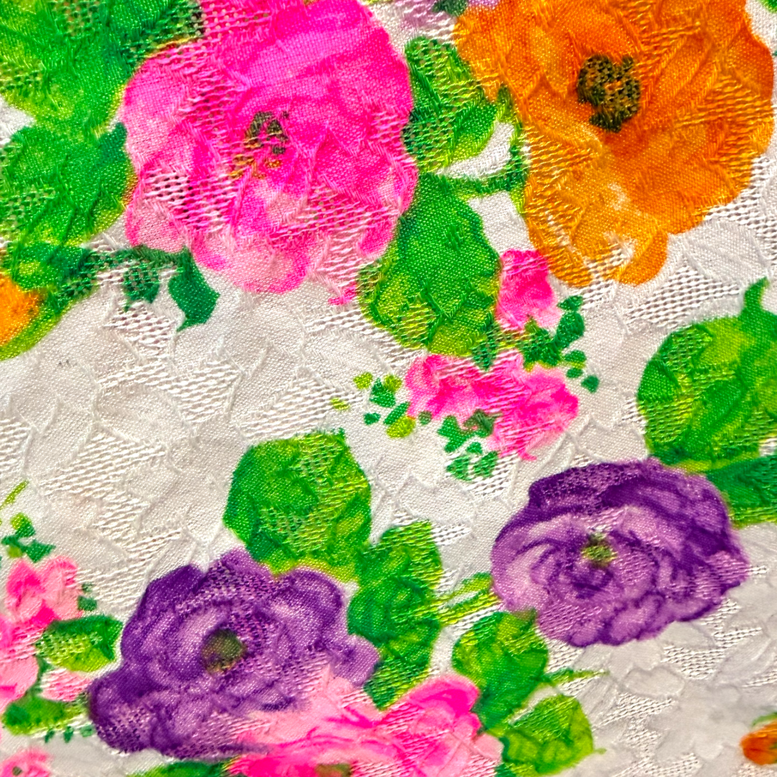1960s Custom Made Floral texture Cotton Maxi Dress
