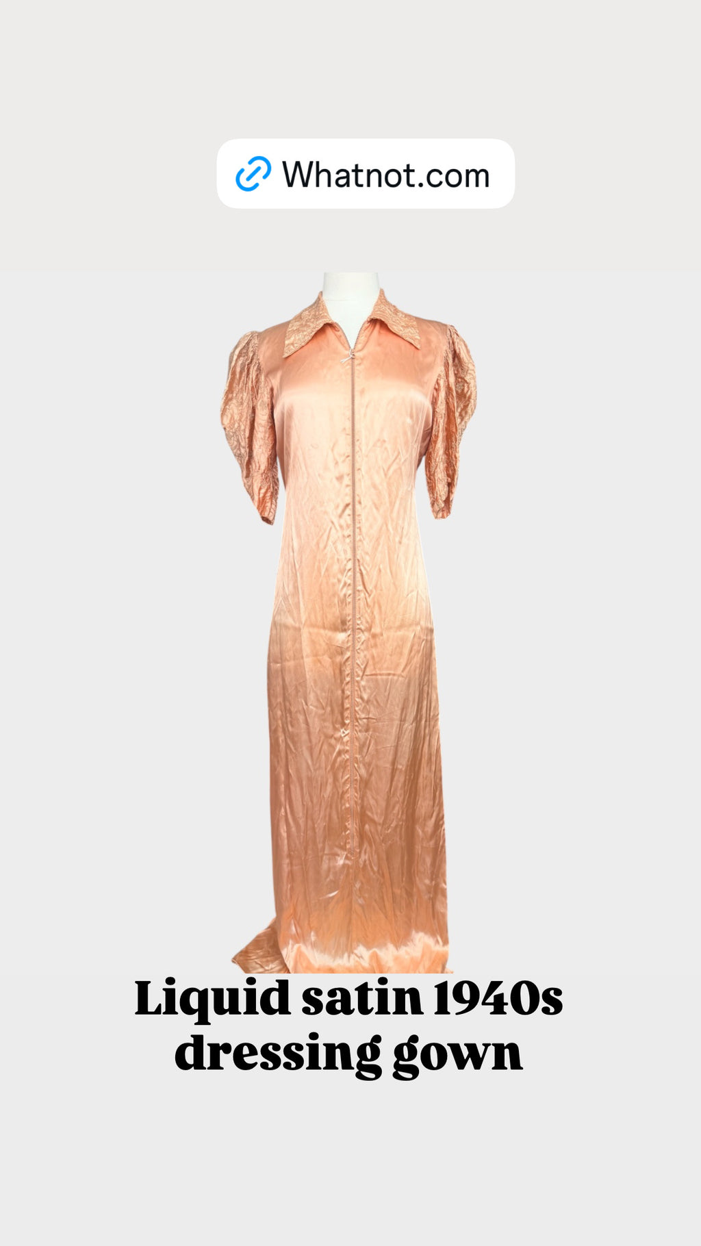 Old Hollywood 1940s Liquid Satin Dressing Gown | Embroidered Collar & Sleeves