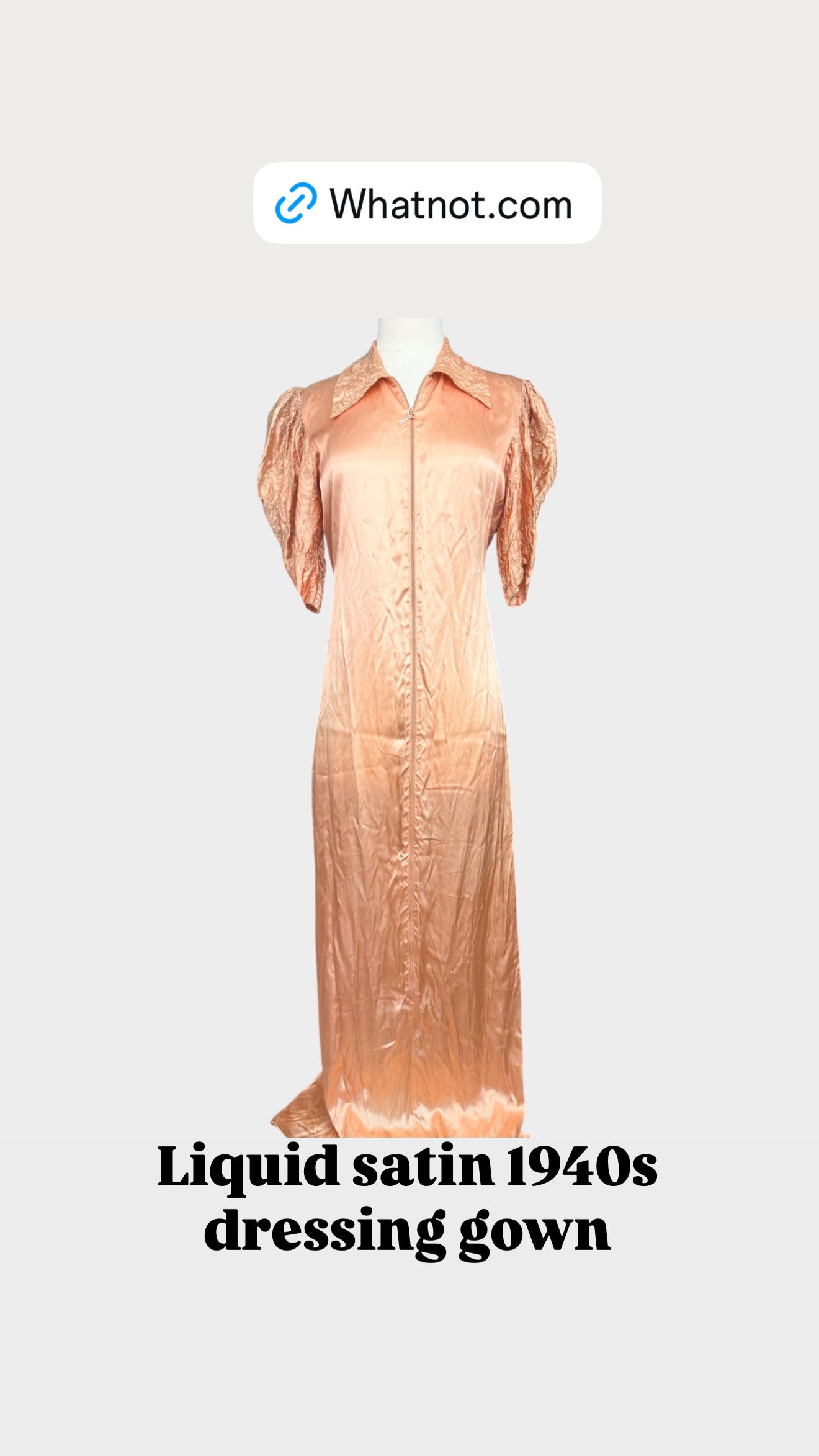Old Hollywood 1940s Liquid Satin Dressing Gown | Embroidered Collar & Sleeves