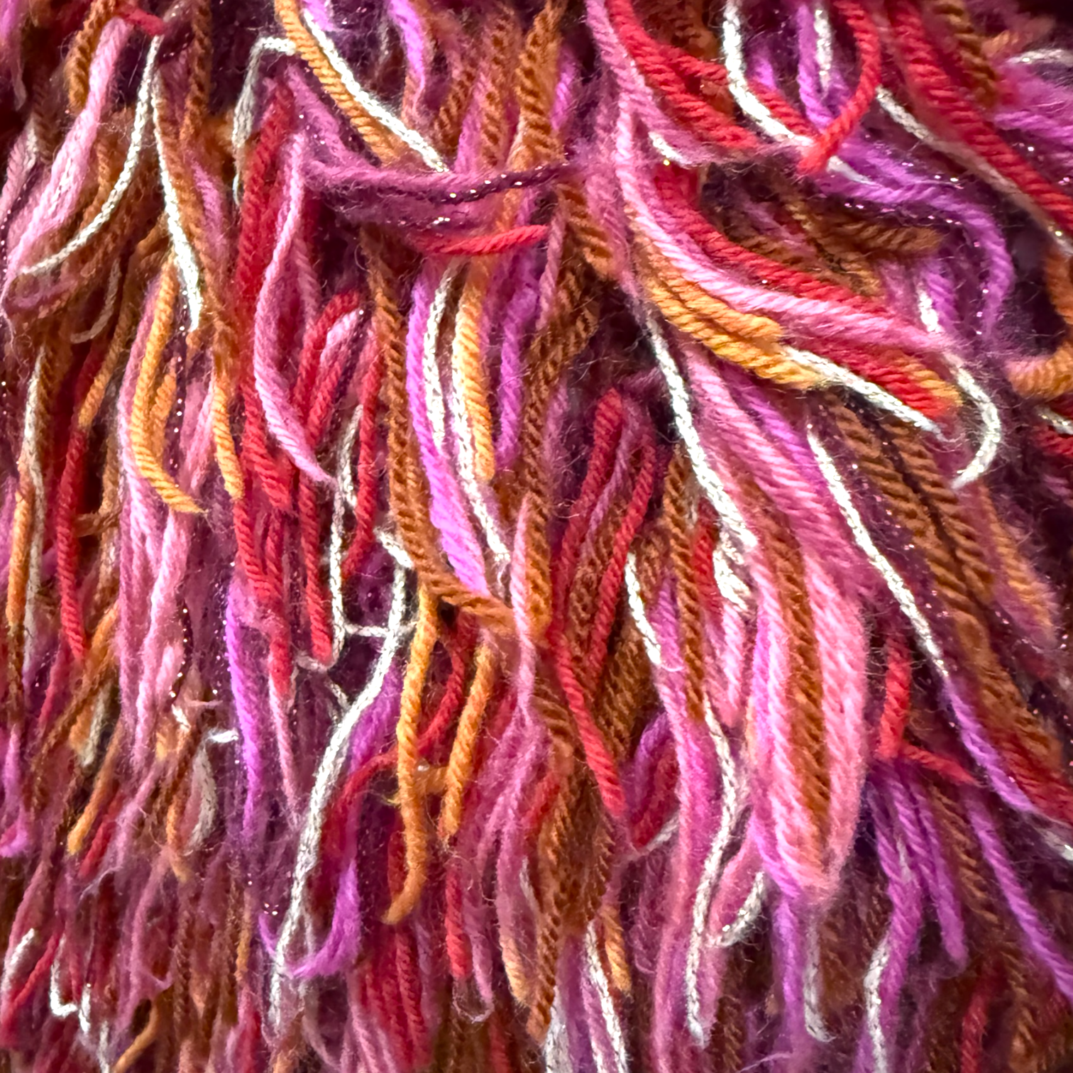 1970s Vintage Sonia Rykiel Chez Pink Multicolor Loop Fringe Shaggy Jacket
