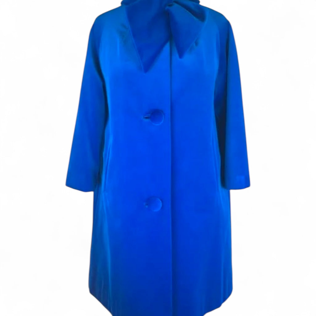 1960s Surrey Classics Royal Blue Velvet Peacoat Jacket size 10