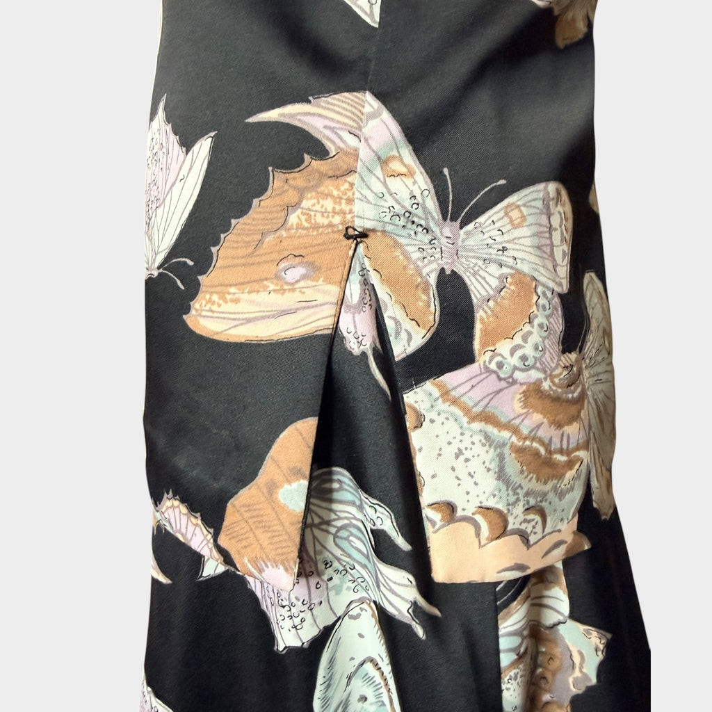 1970s Butterfly Print Maxi Skirt Set | Novelty Print Two Piece Ensemble