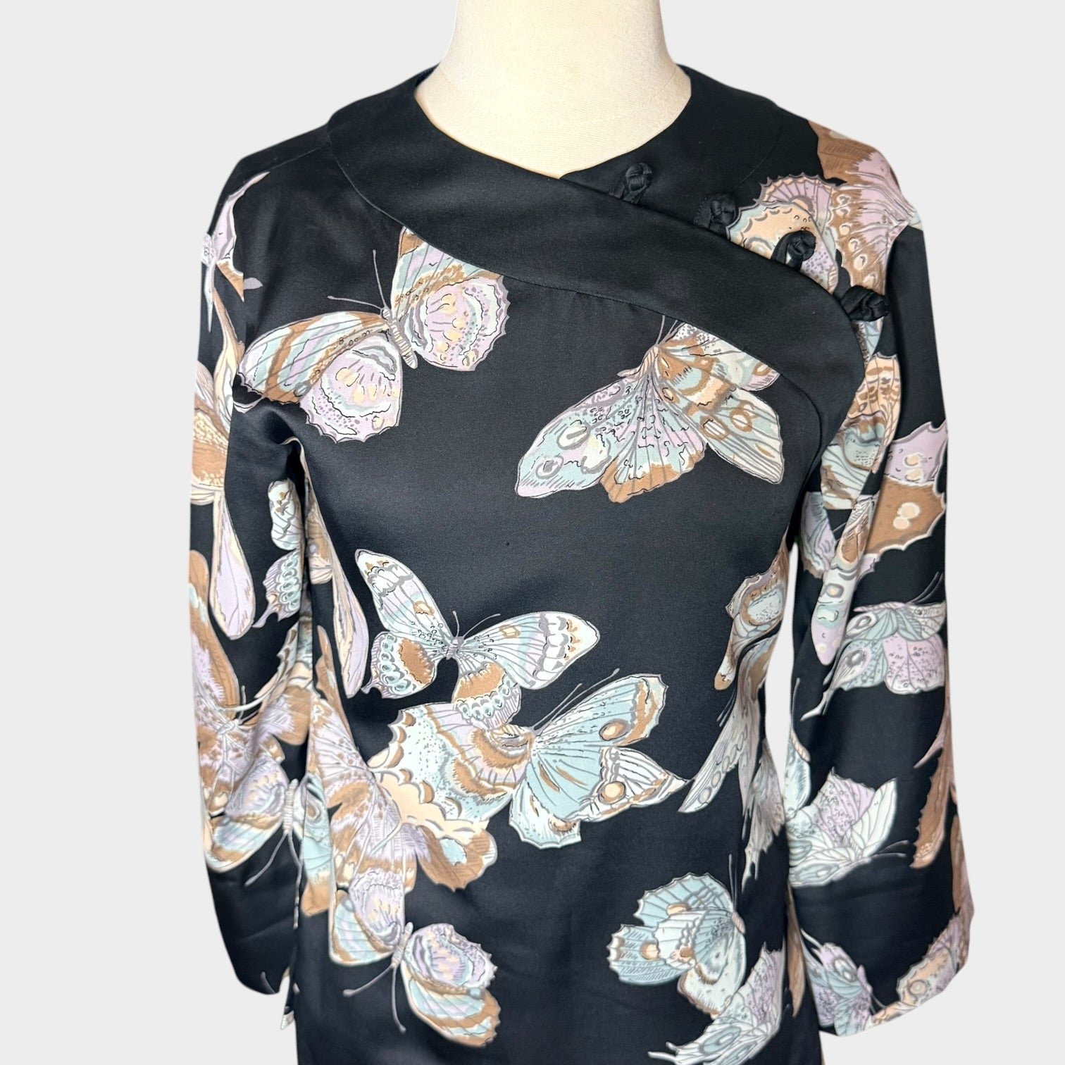 1970s Butterfly Print Maxi Skirt Set | Novelty Print Two Piece Ensemble