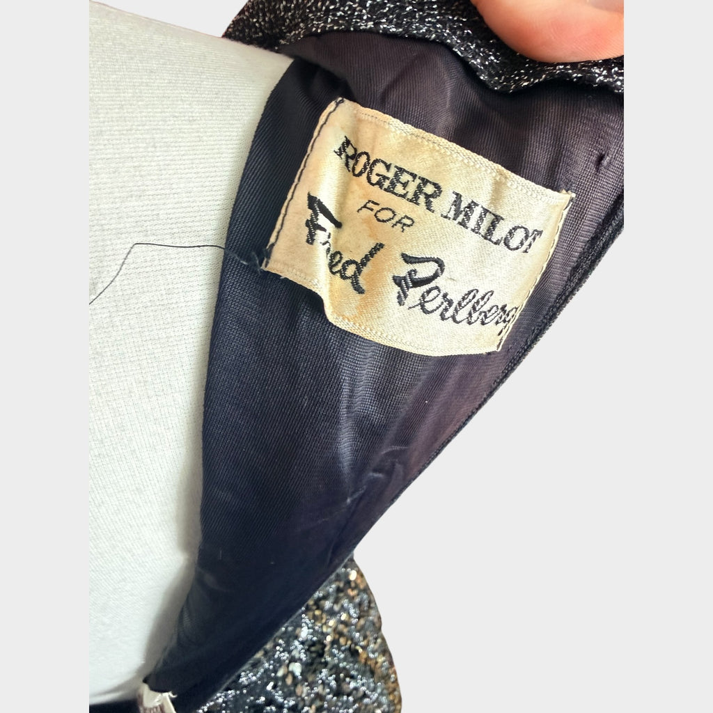 1960s Rodger Milot for Fred Perlberg fully sequin Lurex gown