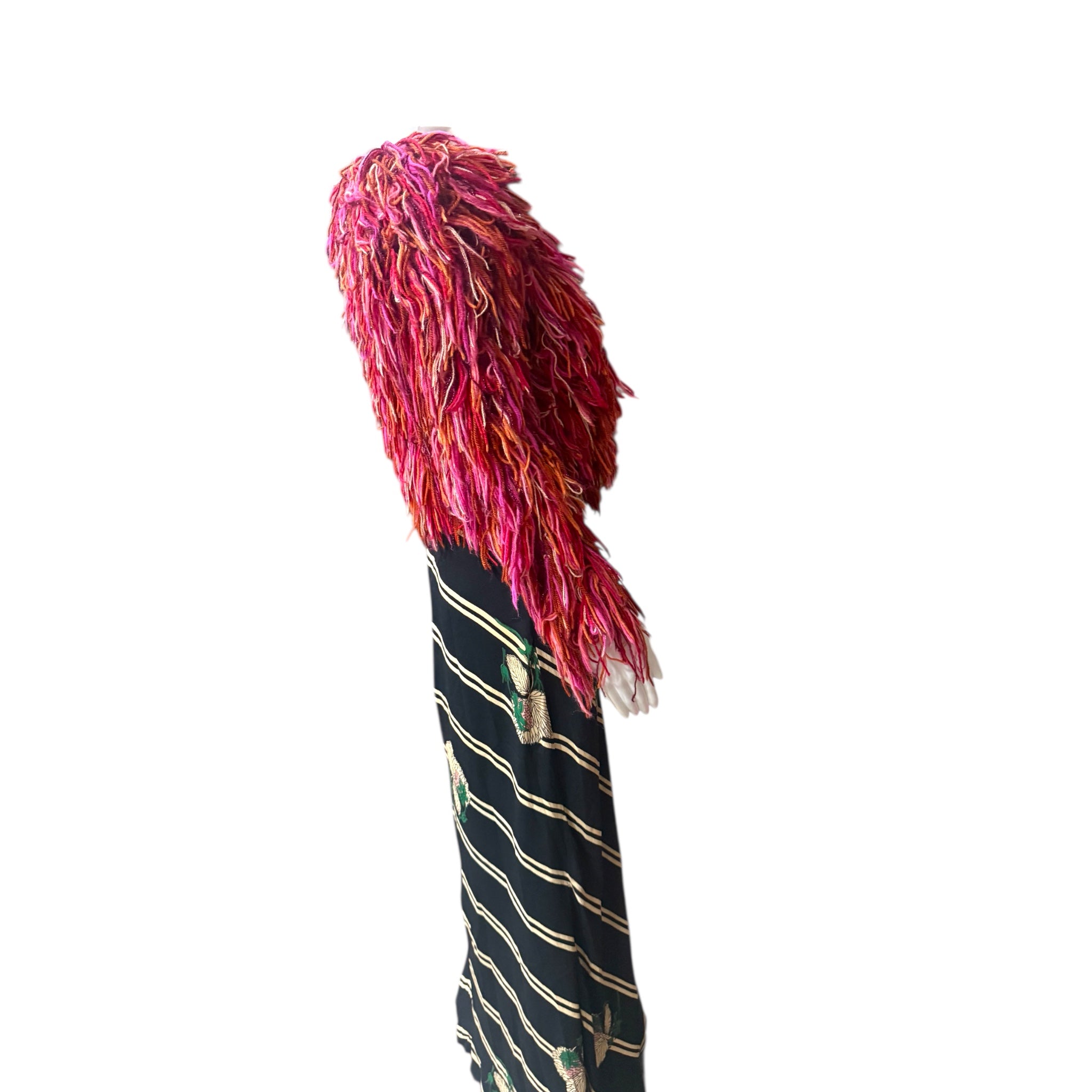 1970s Vintage Sonia Rykiel Chez Pink Multicolor Loop Fringe Shaggy Jacket