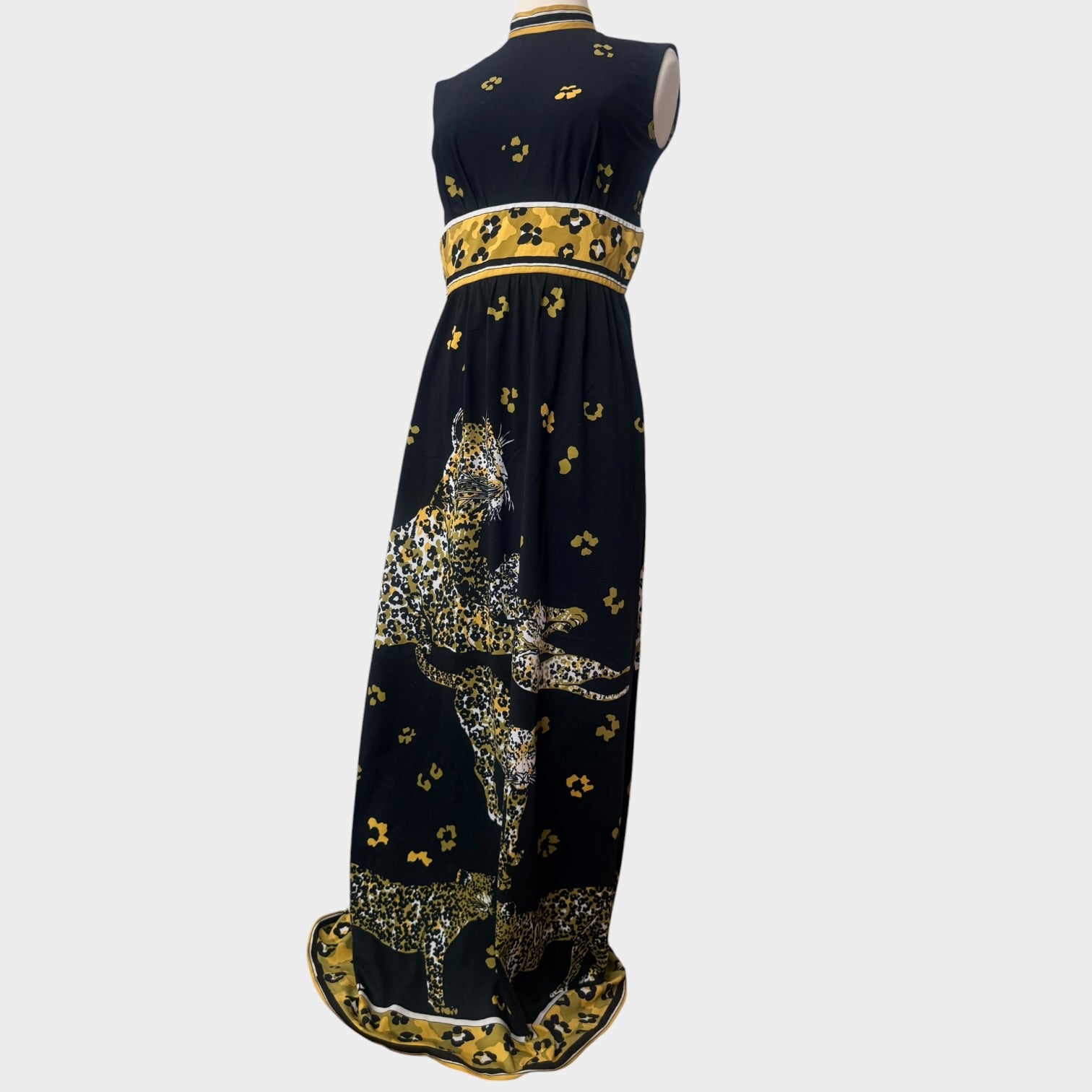 Cirette 1970s Leopard Novelty Print Maxi Dress