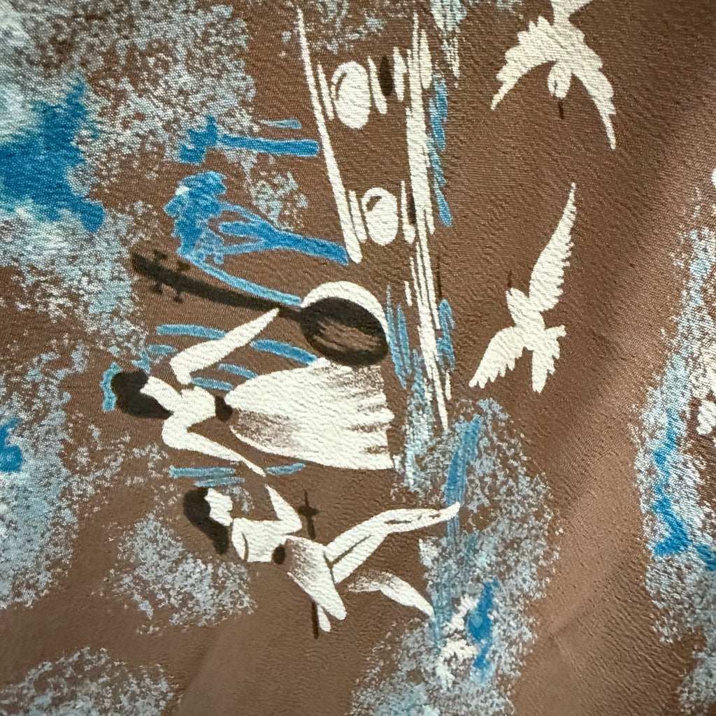 1940’s Silk Rayon ruffle waist dress