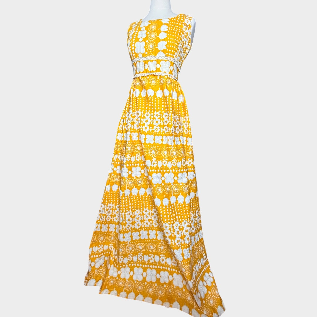 1960s Alex Coleman Cotton Yellow maxi dress
