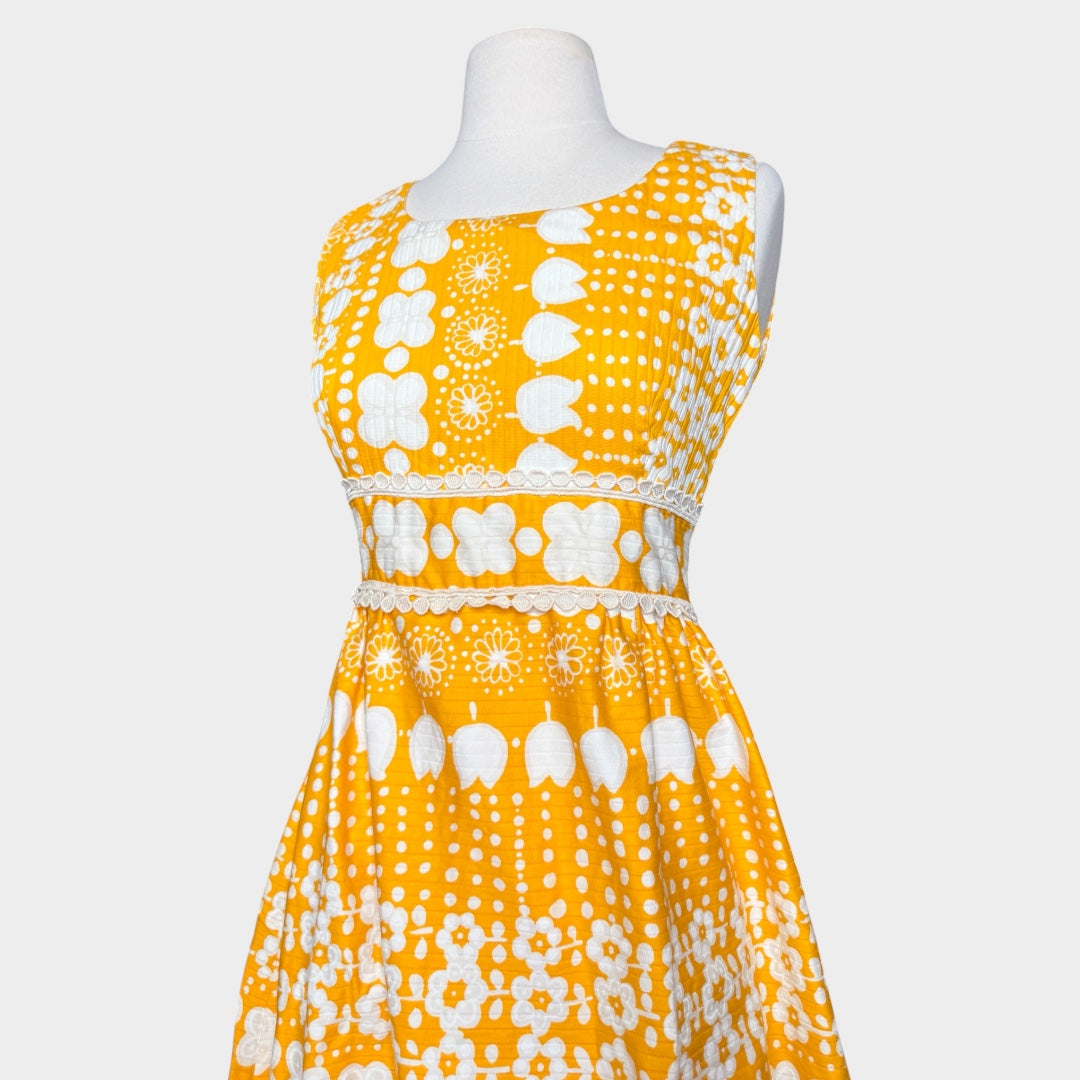 1960s Alex Coleman Cotton Yellow maxi dress