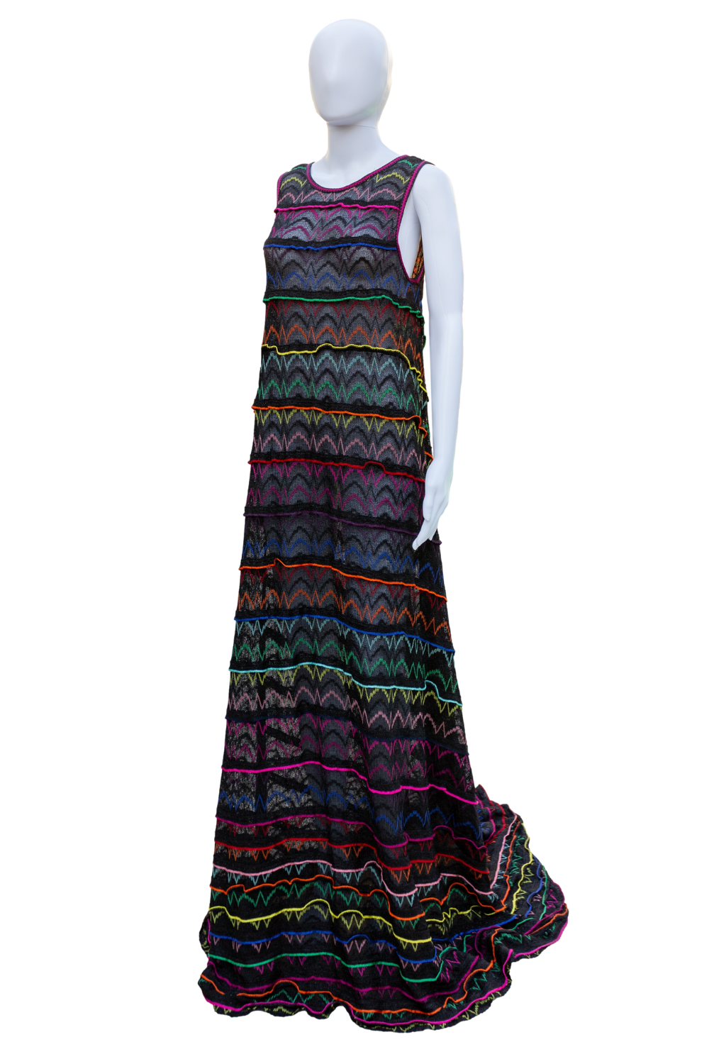 Missoni Black & Multicolored Striped Lurex Knit Maxi Dress
