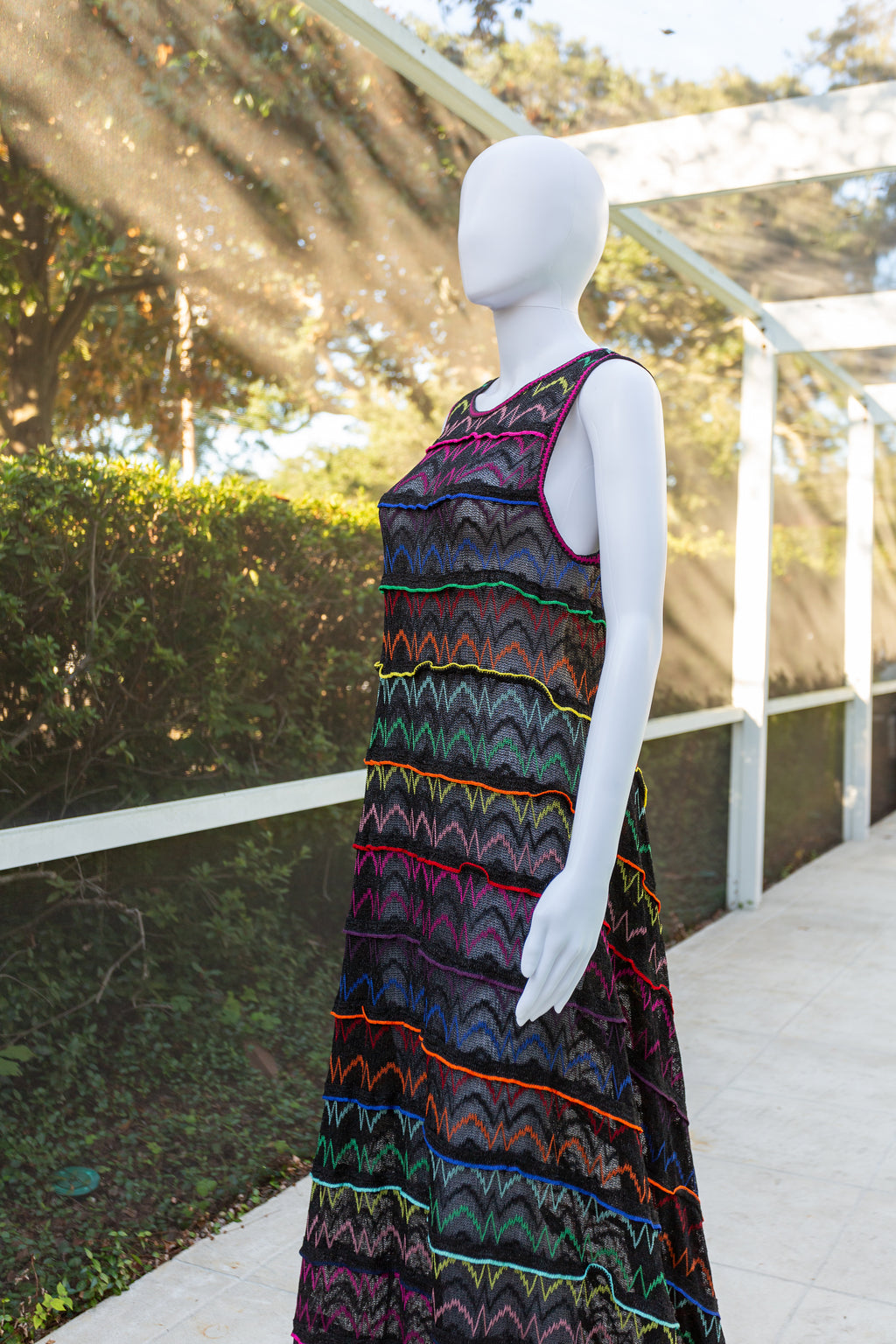 Missoni Black & Multicolored Striped Lurex Knit Maxi Dress