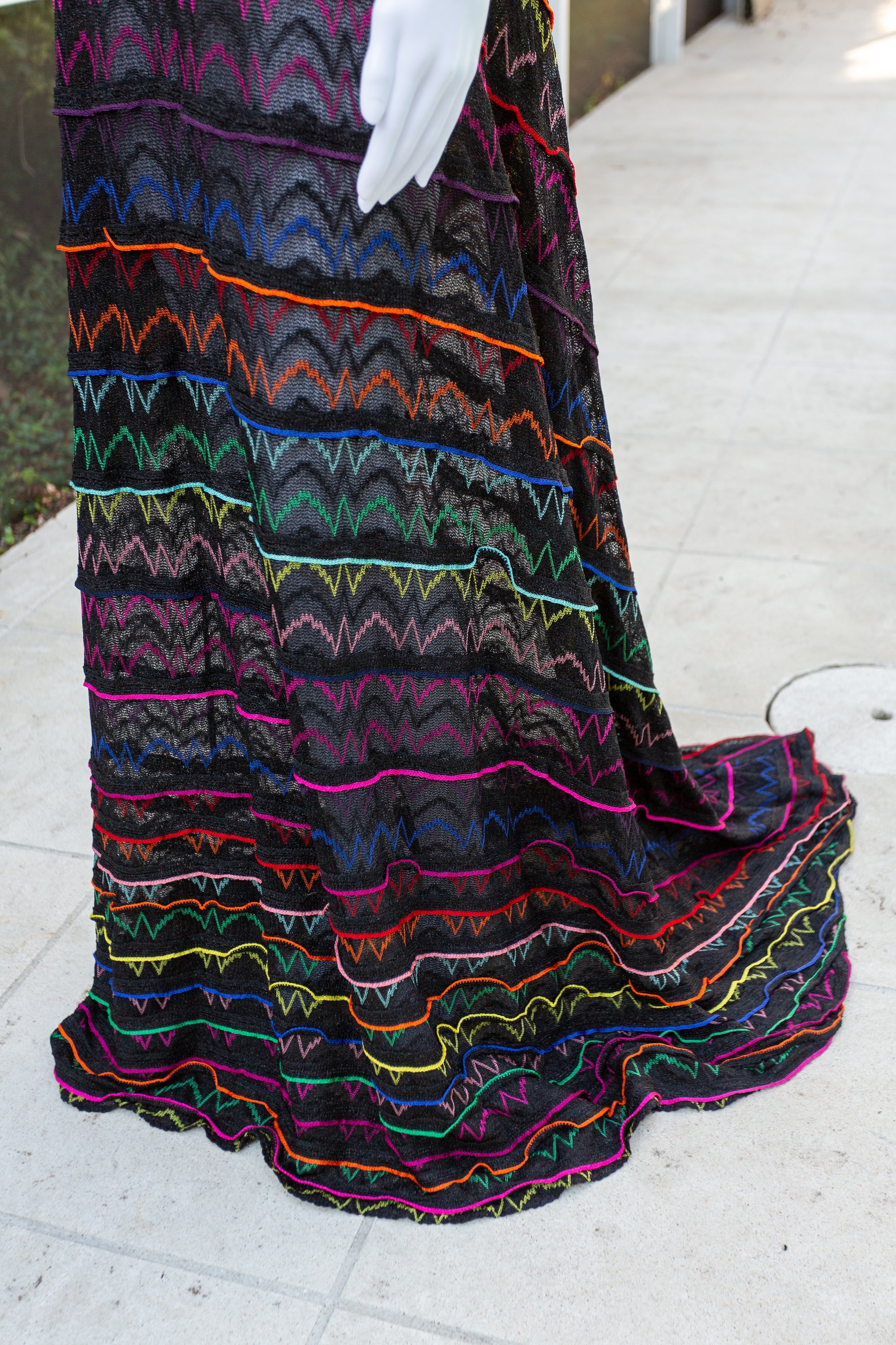 Missoni Black & Multicolored Striped Lurex Knit Maxi Dress