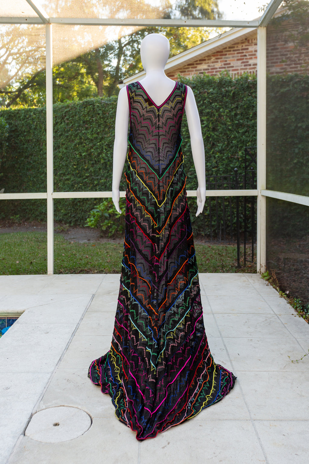 Missoni Black & Multicolored Striped Lurex Knit Maxi Dress