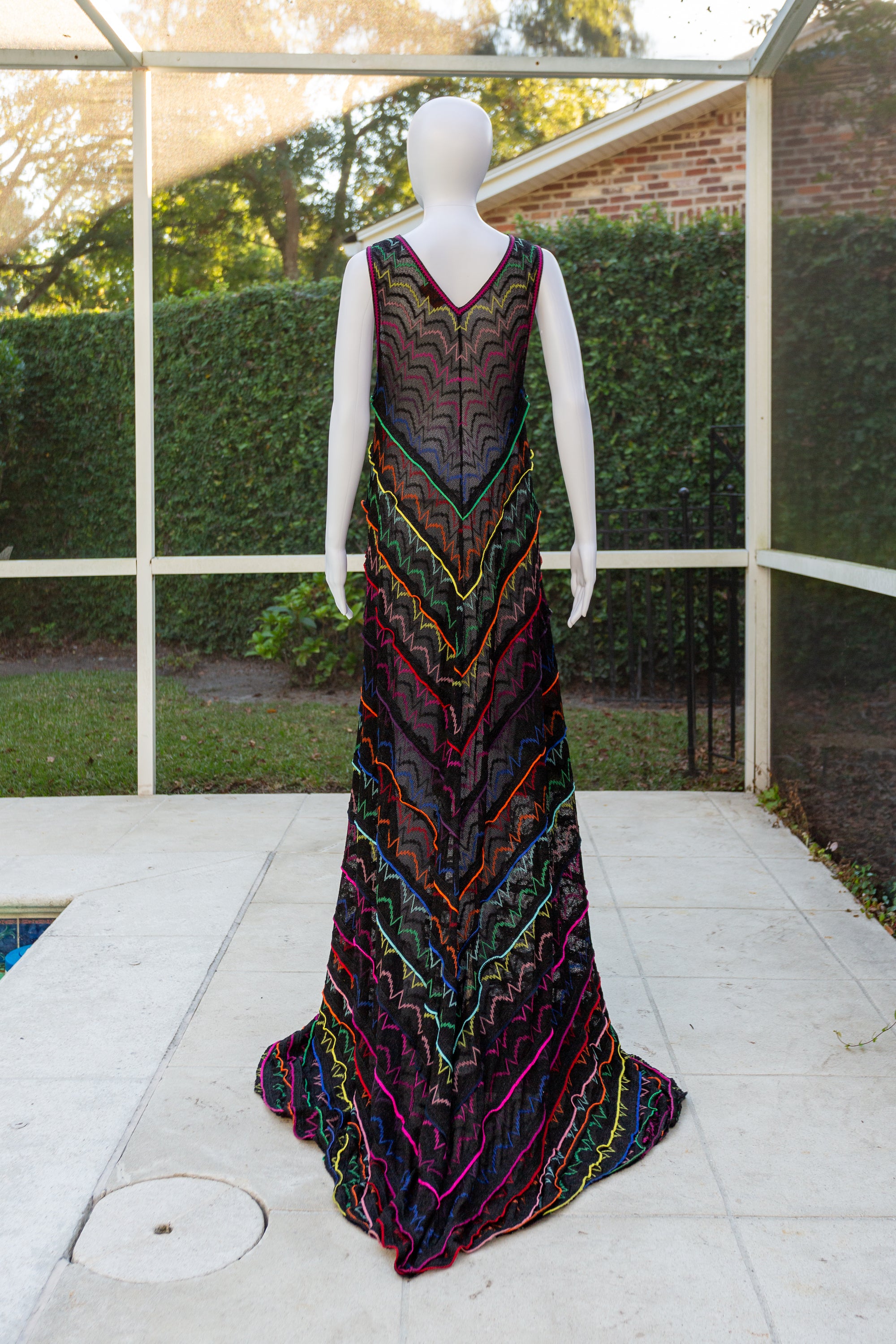 Missoni Black & Multicolored Striped Lurex Knit Maxi Dress