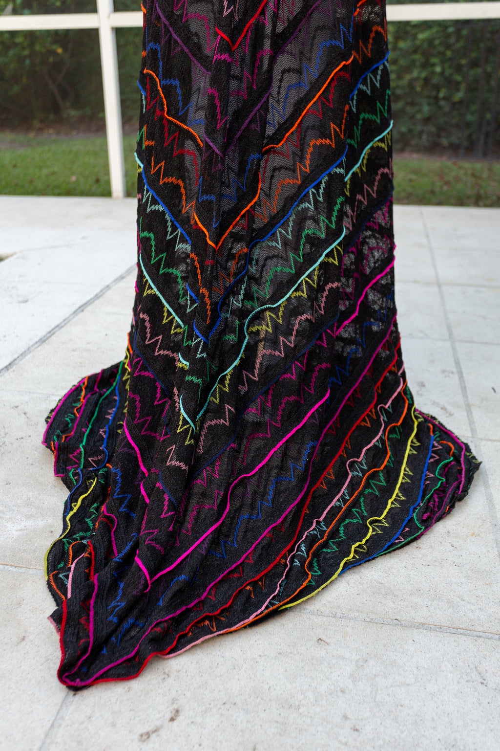 Missoni Black & Multicolored Striped Lurex Knit Maxi Dress