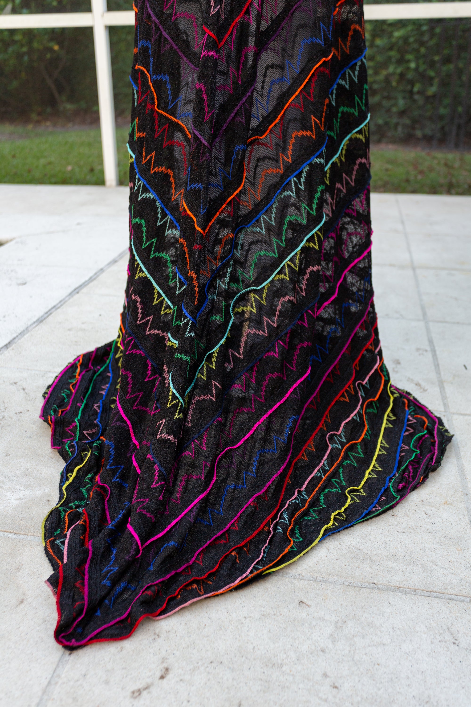 Missoni Black & Multicolored Striped Lurex Knit Maxi Dress