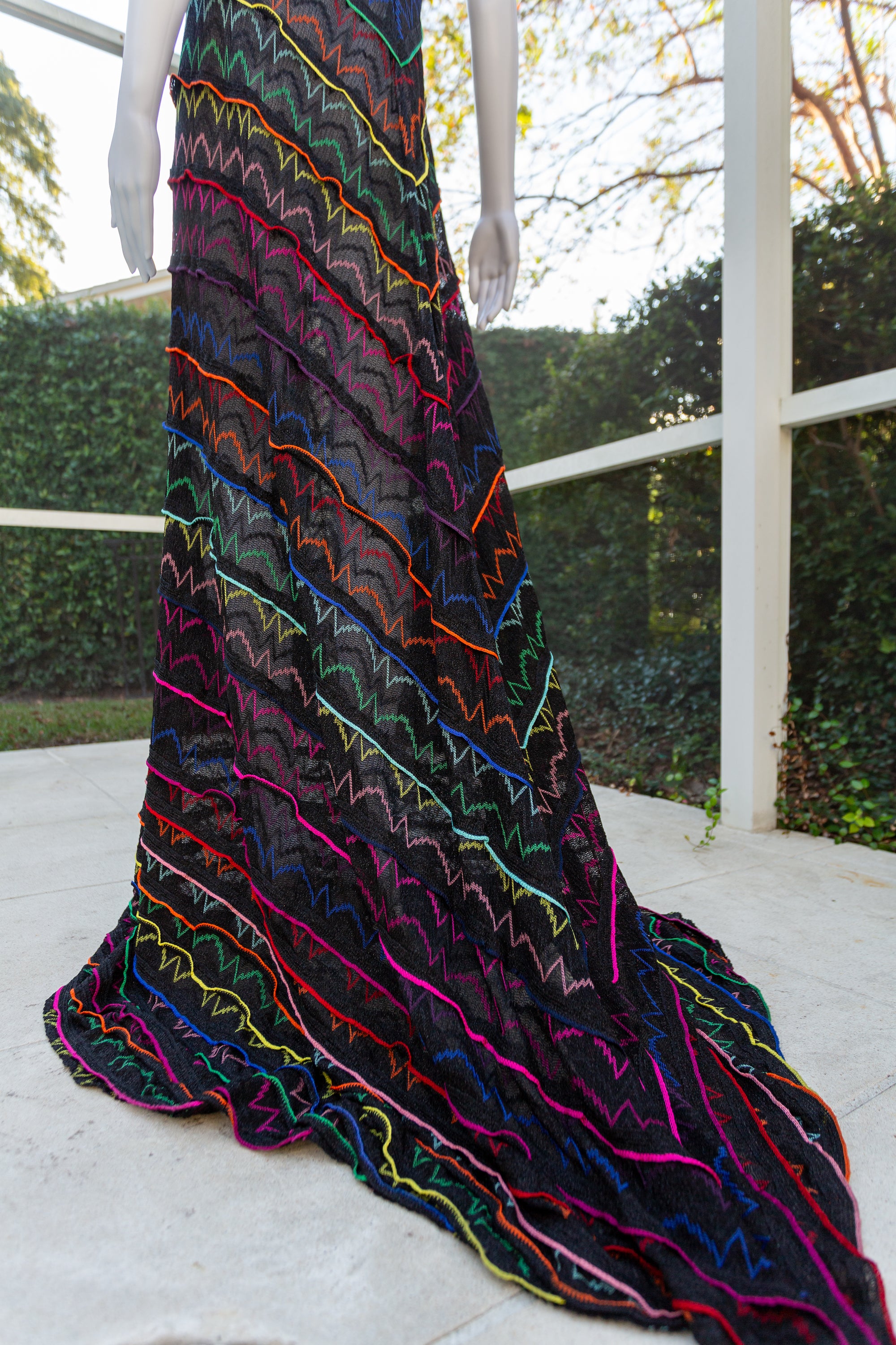 Missoni Black & Multicolored Striped Lurex Knit Maxi Dress