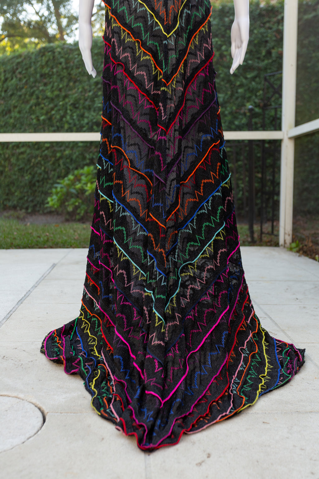 Missoni Black & Multicolored Striped Lurex Knit Maxi Dress
