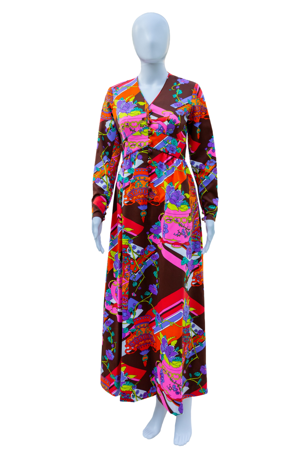 Vintage Tori Richard 1970's Long-Sleeve Maxi Dress