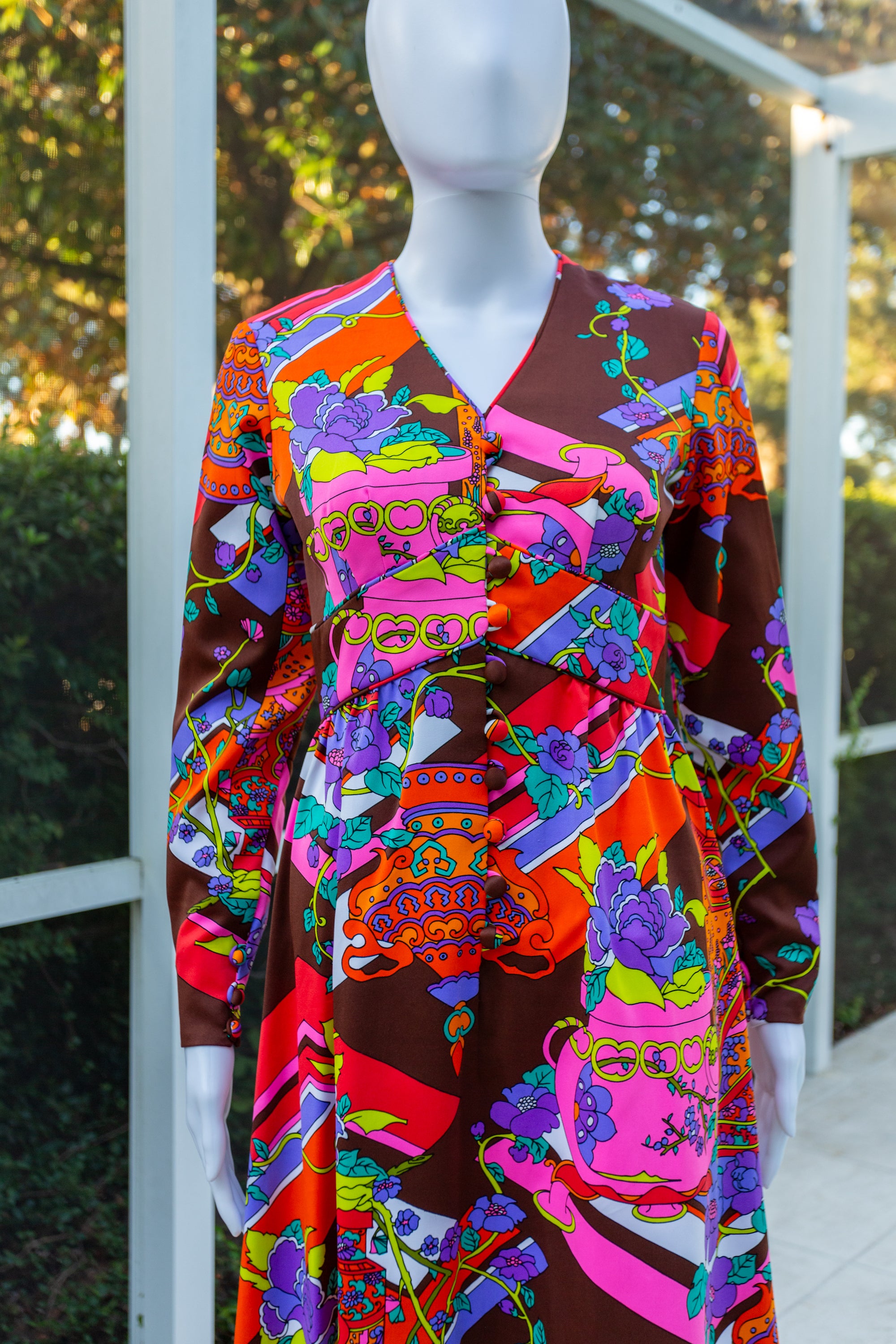 Vintage Tori Richard 1970's Long-Sleeve Maxi Dress