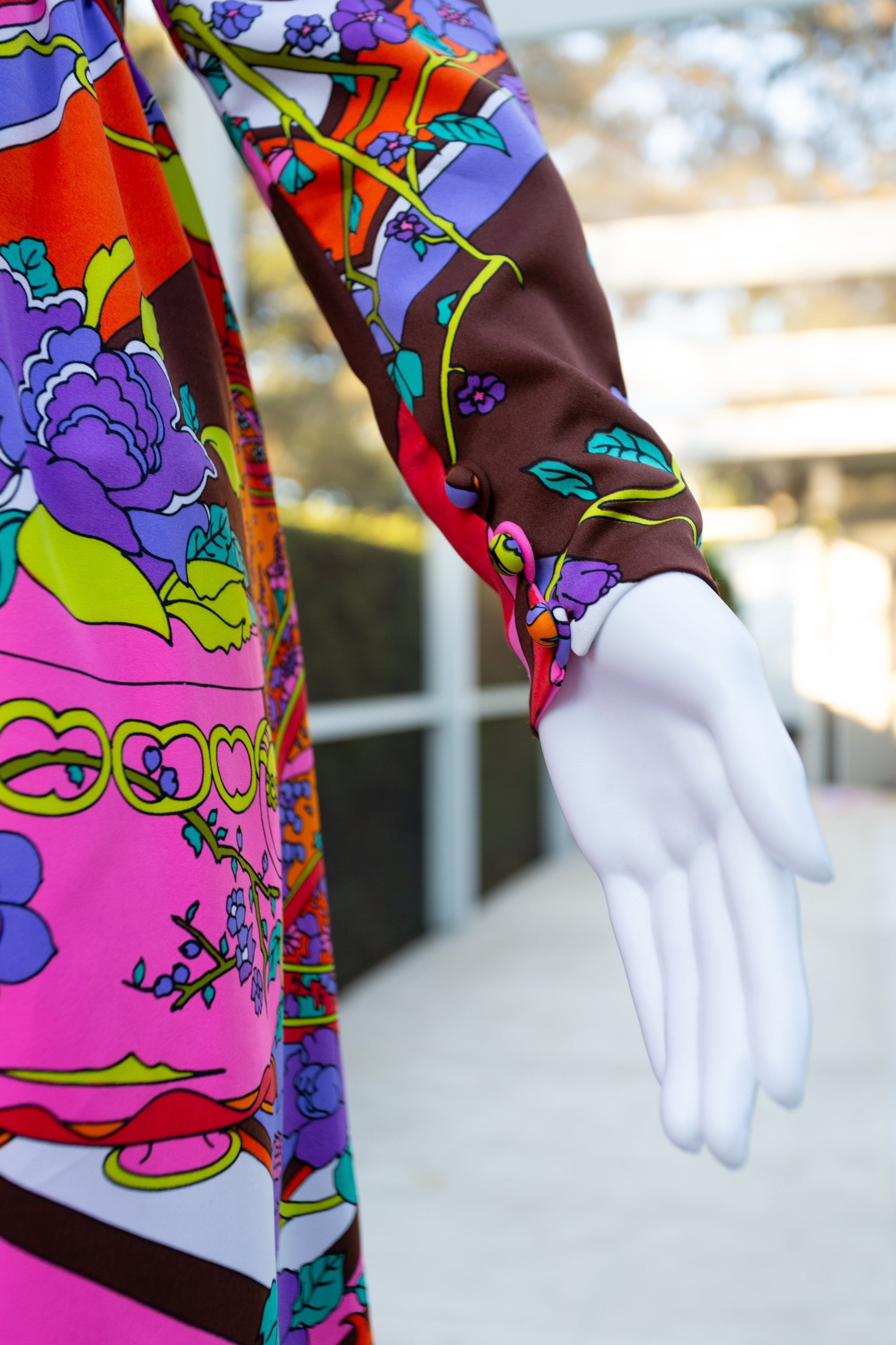 Vintage Tori Richard 1970's Long-Sleeve Maxi Dress
