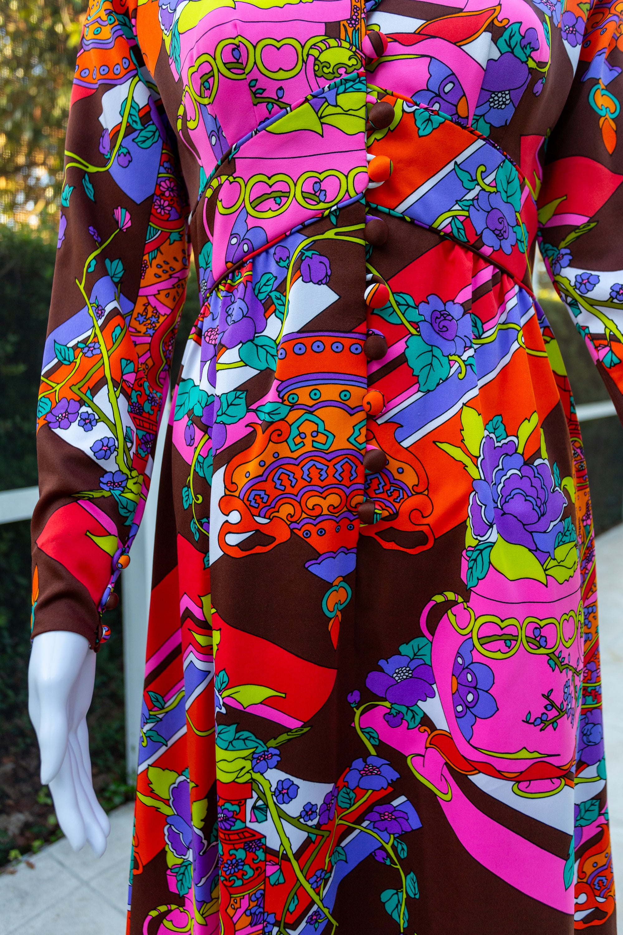 Vintage Tori Richard 1970's Long-Sleeve Maxi Dress