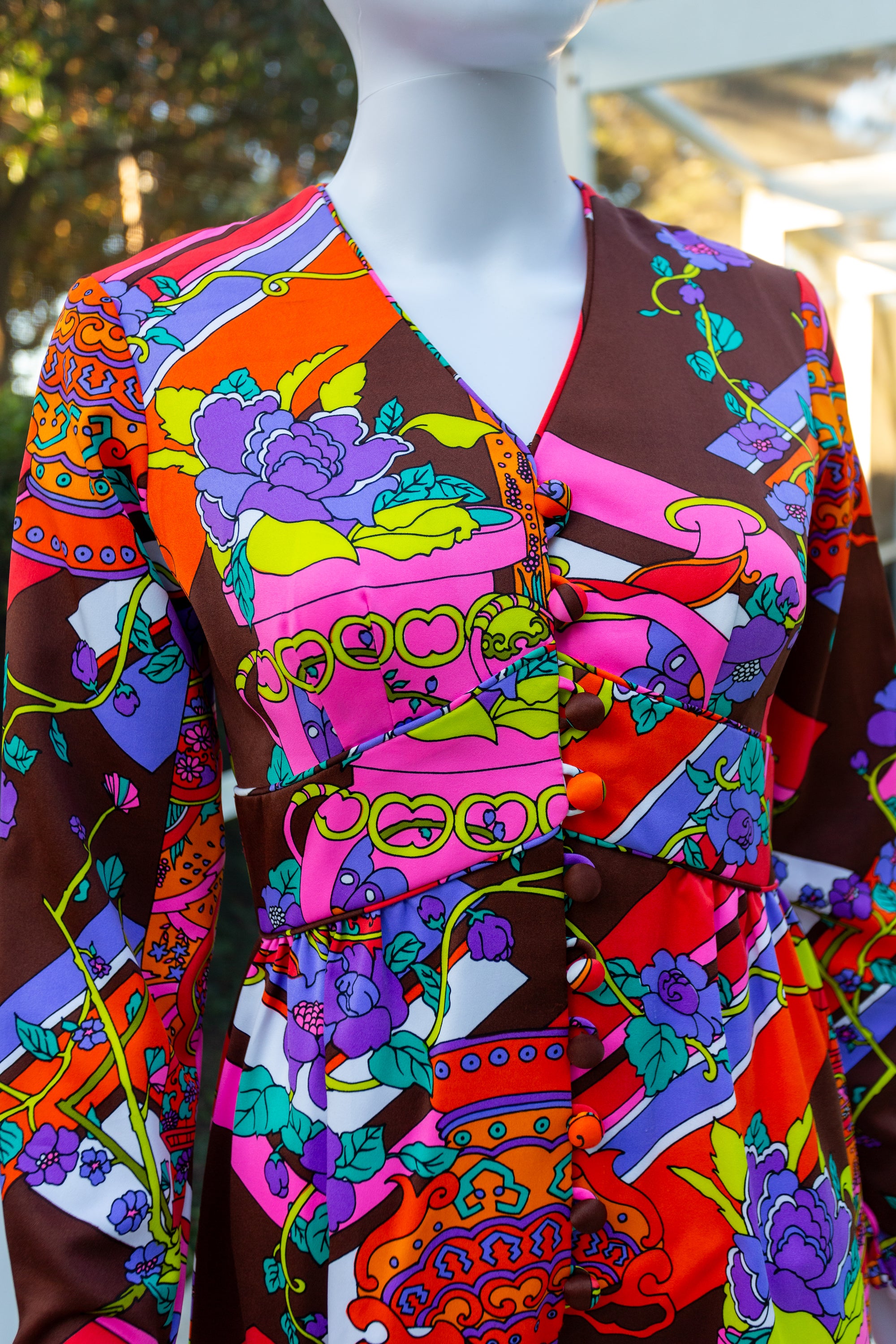 Vintage Tori Richard 1970's Long-Sleeve Maxi Dress