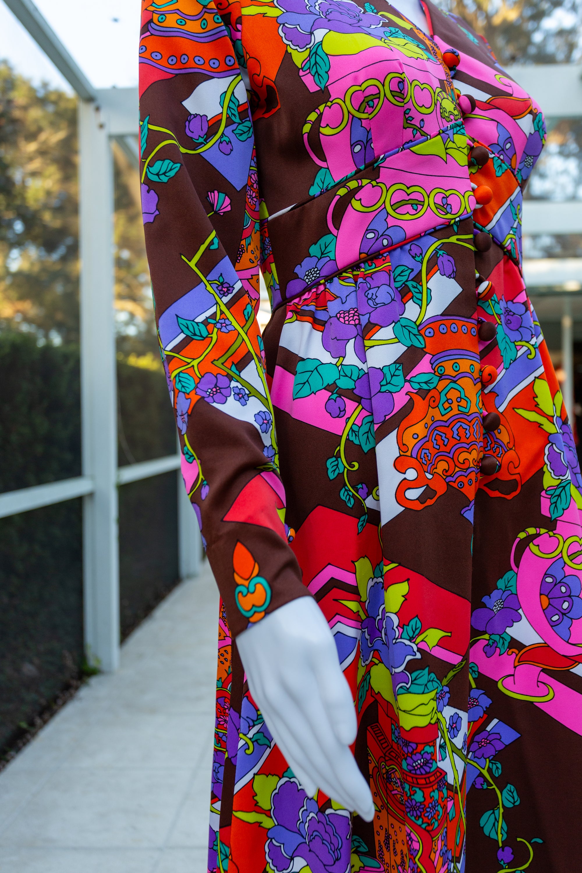 Vintage Tori Richard 1970's Long-Sleeve Maxi Dress